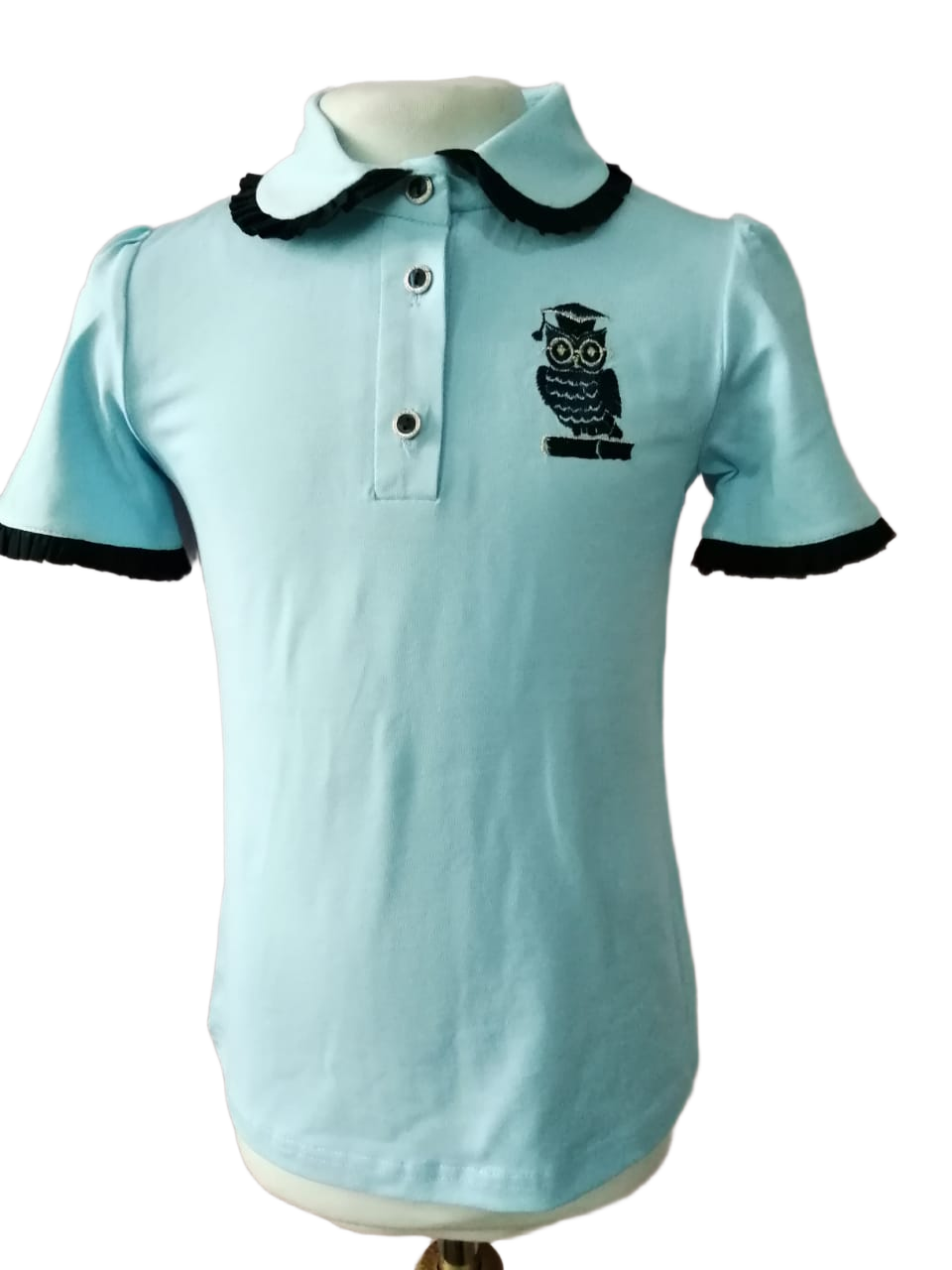 Поло дев. КМ19372 короткй рукав гол/син