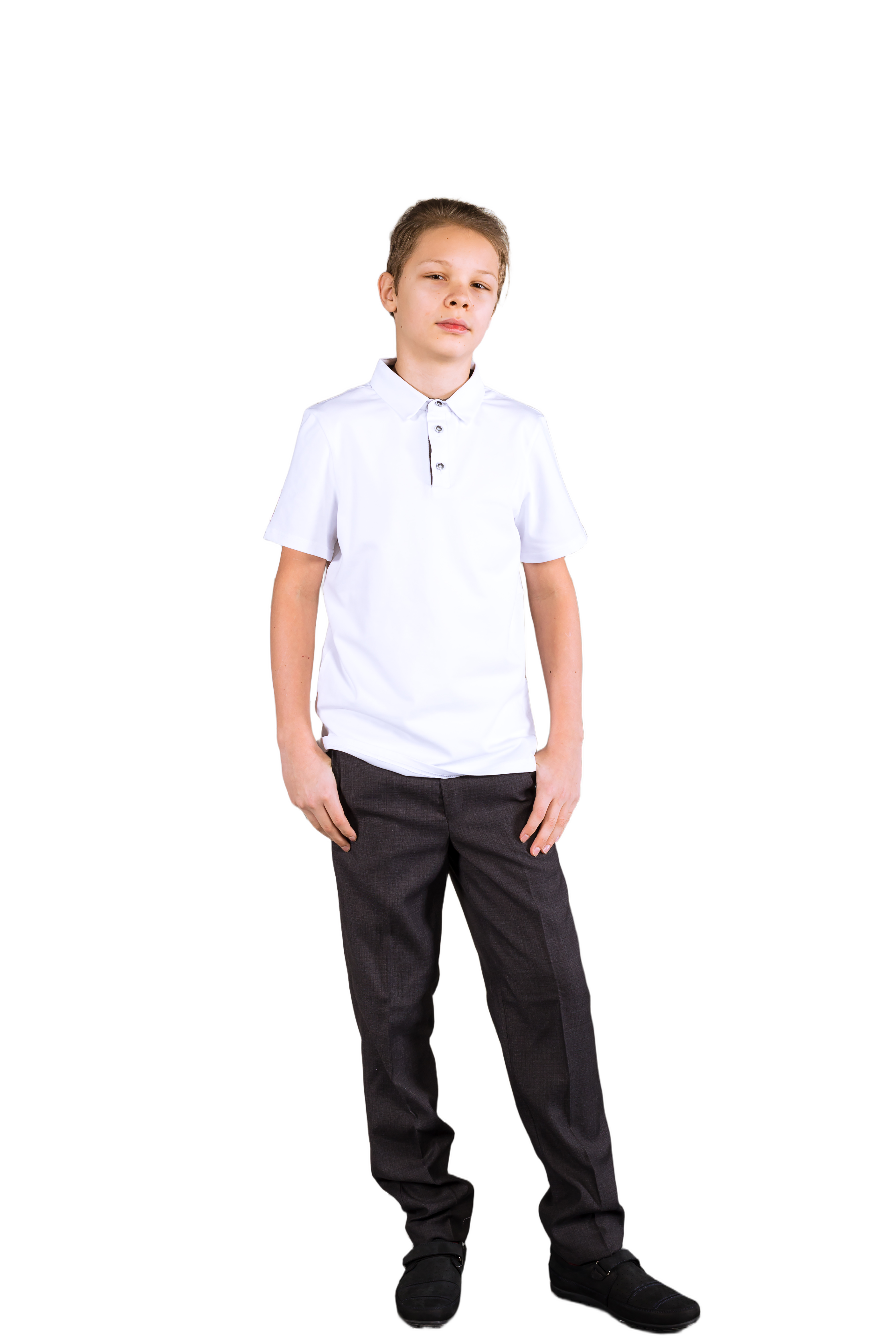 Поло КМ89047 короткий рукав бел/син